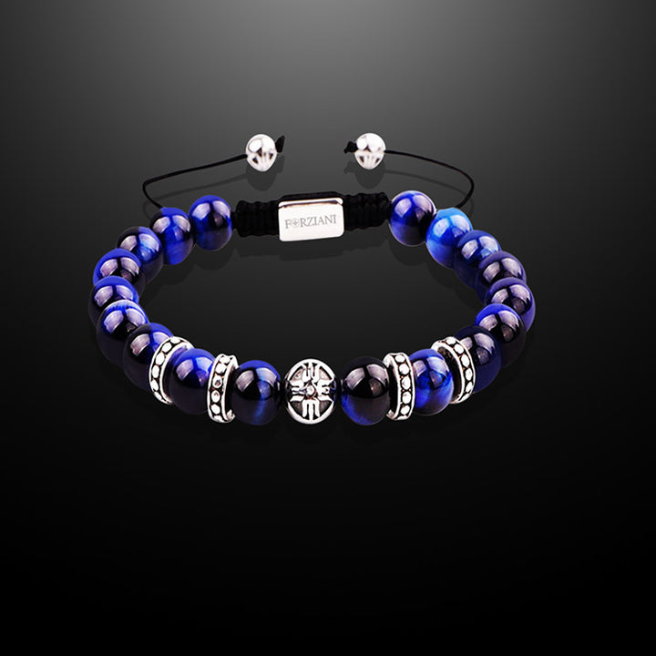 Equinox Men’s Beaded Bracelet Blue Tiger's Eye, 8mm