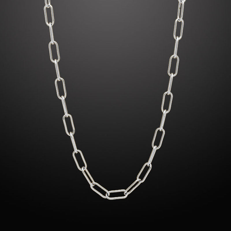 Paper Clip Link Chain Necklace Silver - 6mm – Forziani