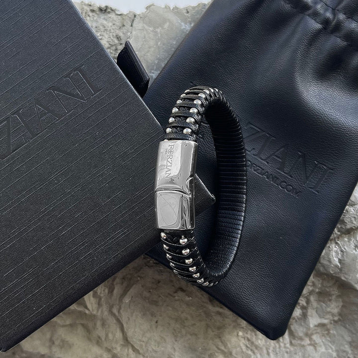 Shield Woven Leather Bracelet