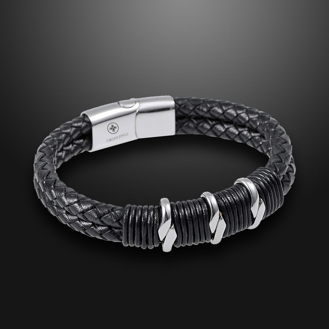 Black Braided Nappa Leather Bracelet