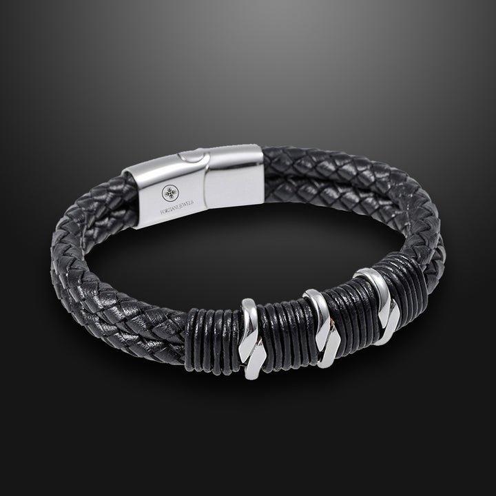 Black Braided Nappa Leather Bracelet