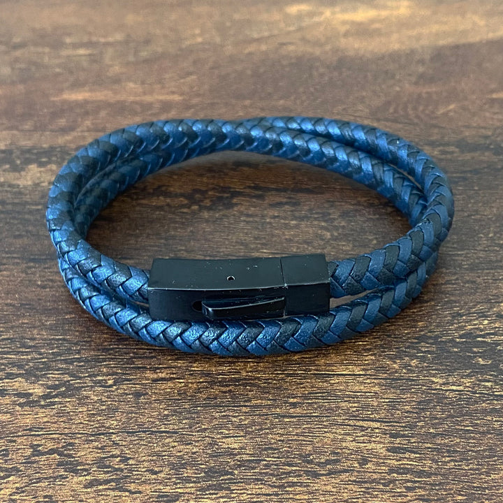 Chevron Braided Italian Leather Wrap Bracelet
