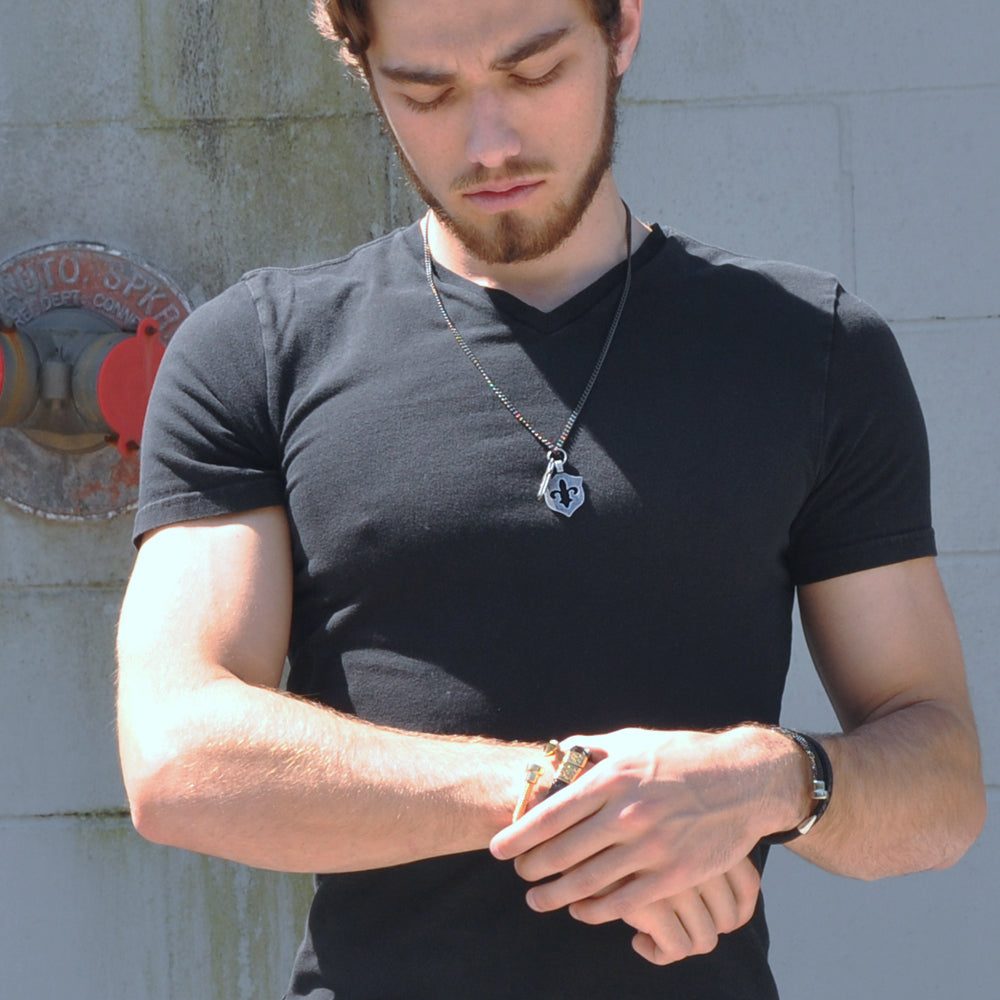 Fleur De Lis and Cross Amulet Necklace