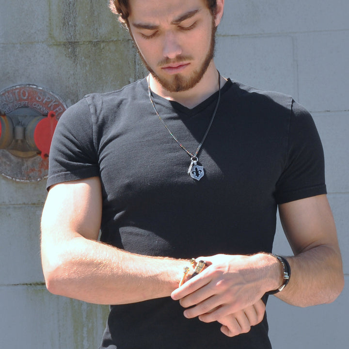 Fleur De Lis and Cross Amulet Necklace
