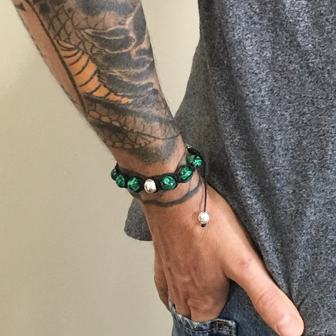 Luck and Fortune Malachite Beads Bracelet, 10mm