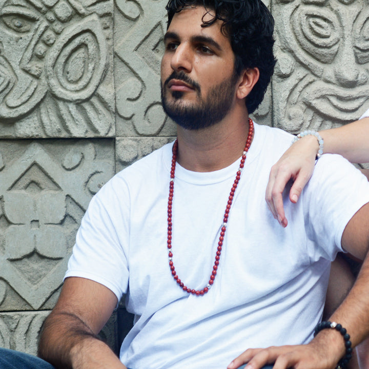 Summit Men’s Beaded Necklace Red Jasper