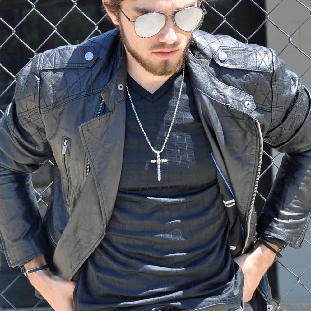 Sculpted Cross Amulet Necklace