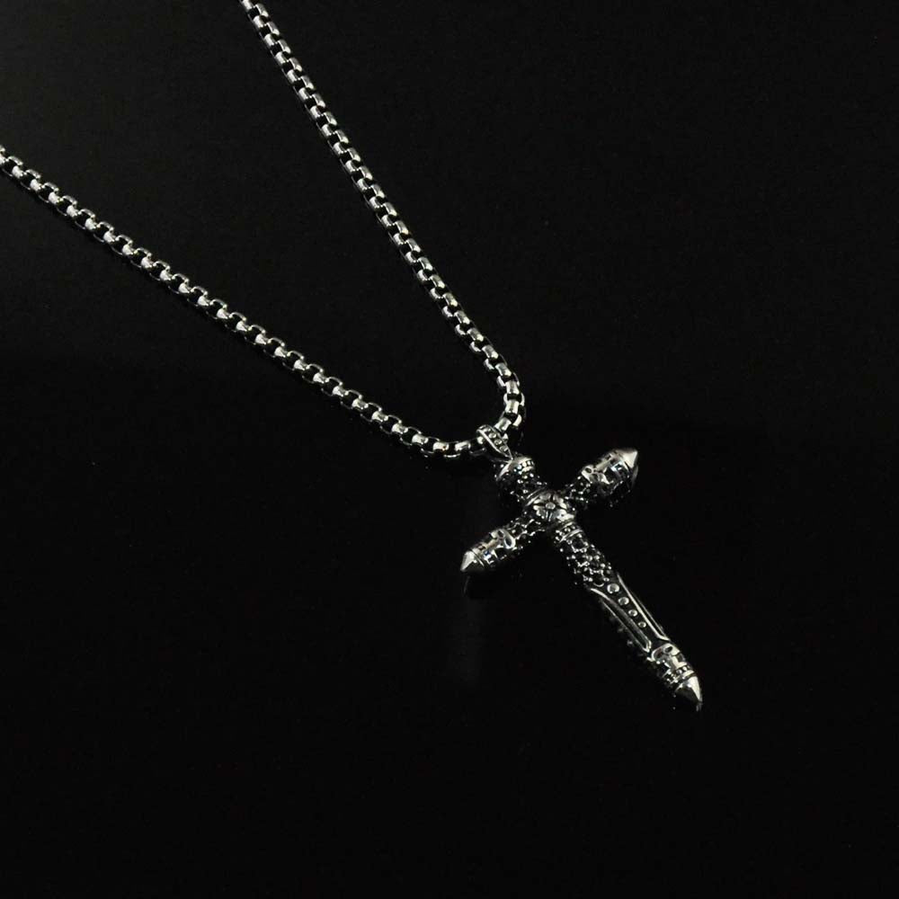 Sculpted Cross Amulet Necklace