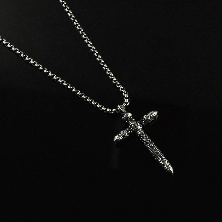 Sculpted Cross Amulet Necklace