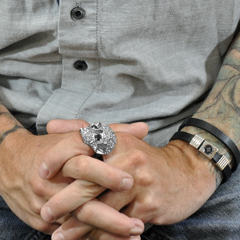 Empire Skull Ring with White Pavé CZ Diamonds