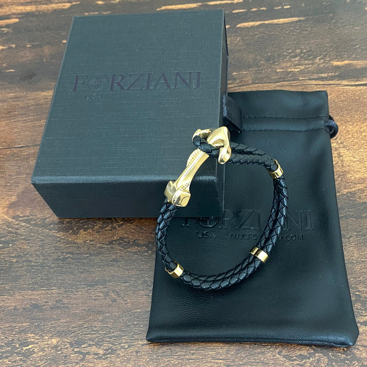 Maritime Gold Anchor Leather Bracelet