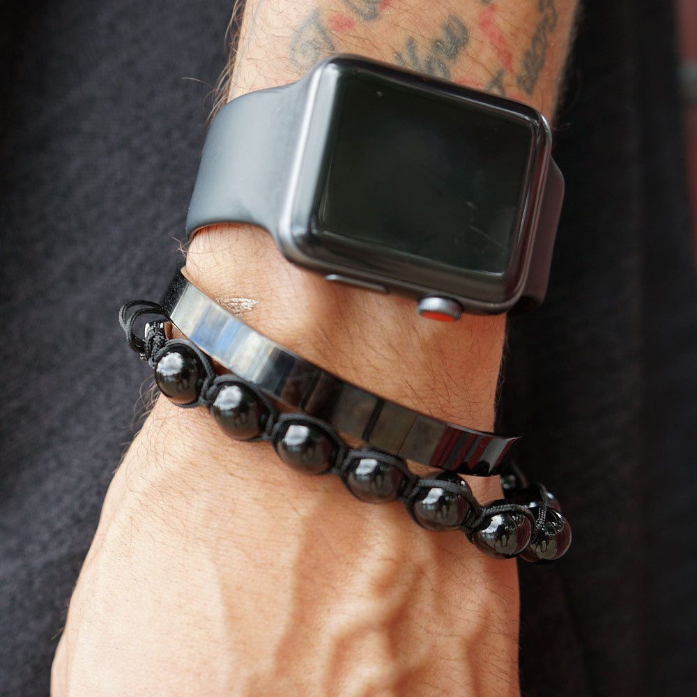 Ace Black Onyx Beads Bracelet, 10mm