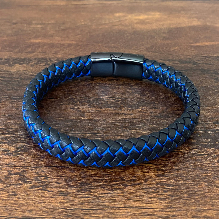 Nitro Blue Woven Leather Bracelet