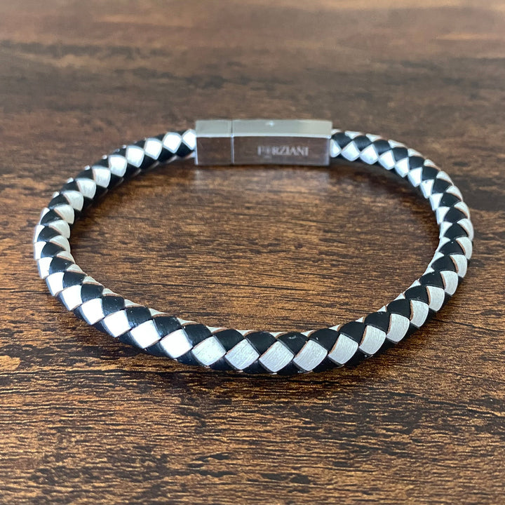 Vector Black and White Braided Leather Bracelet