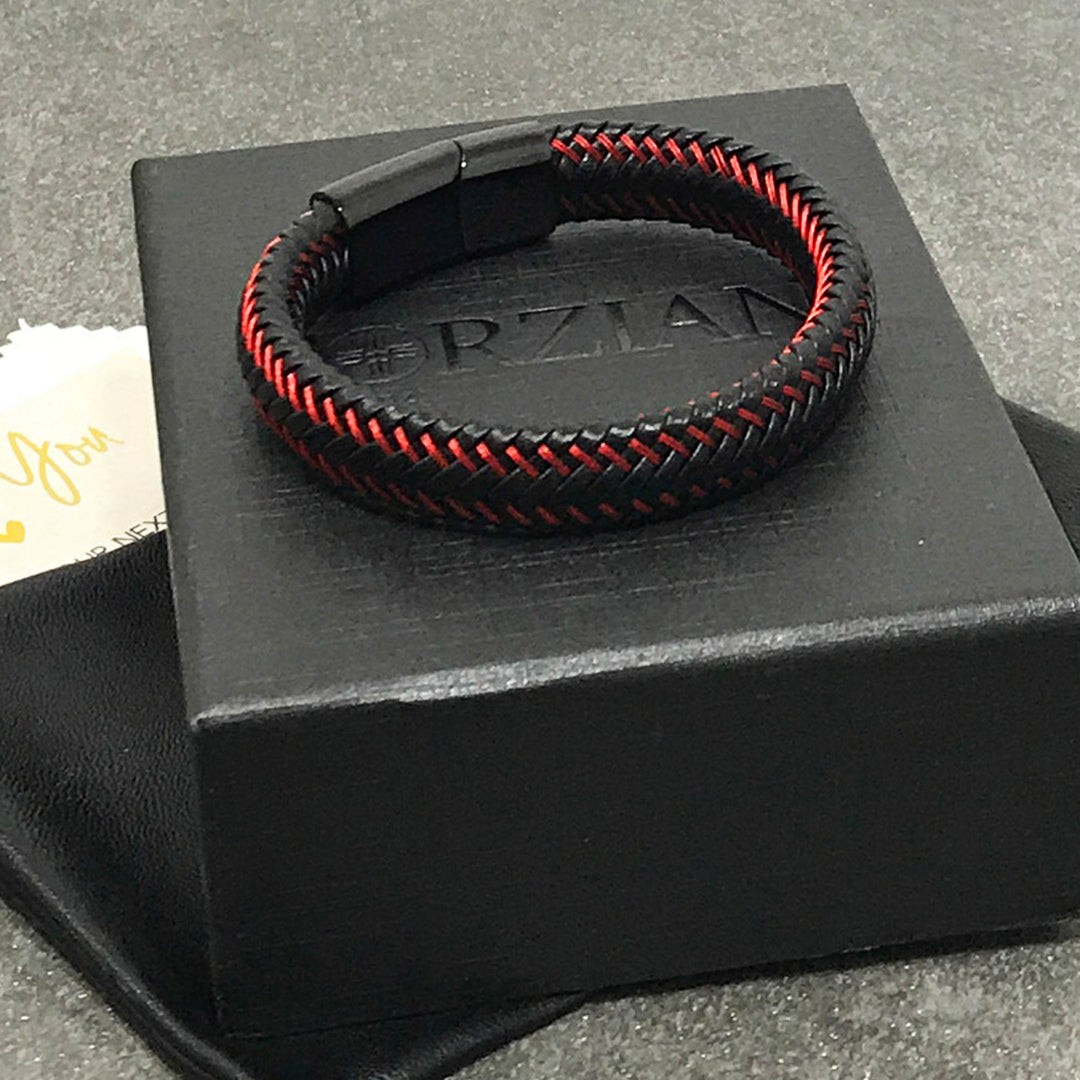 Astro Red Woven Leather Bracelet