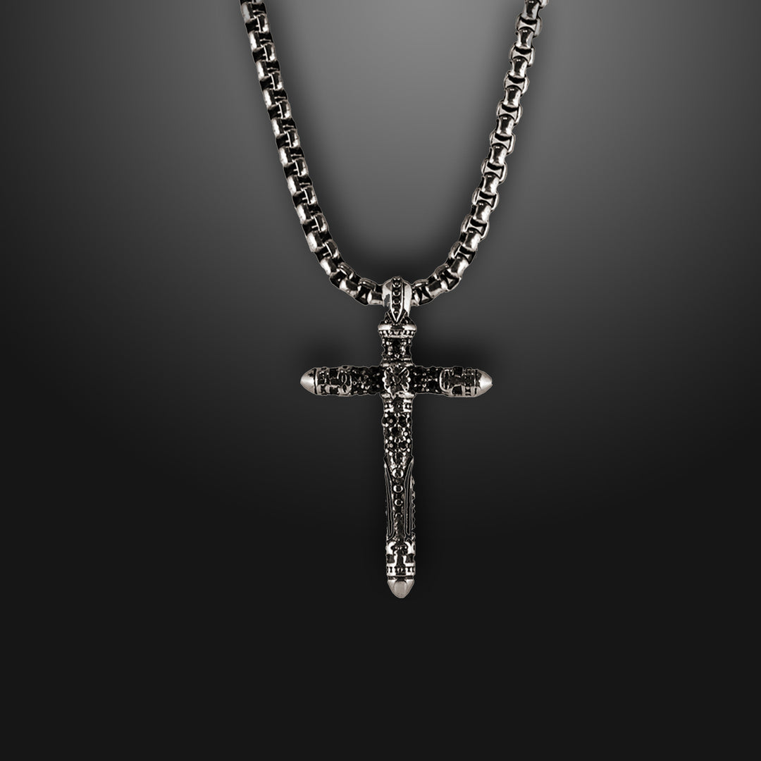 Sculpted Cross Amulet Necklace