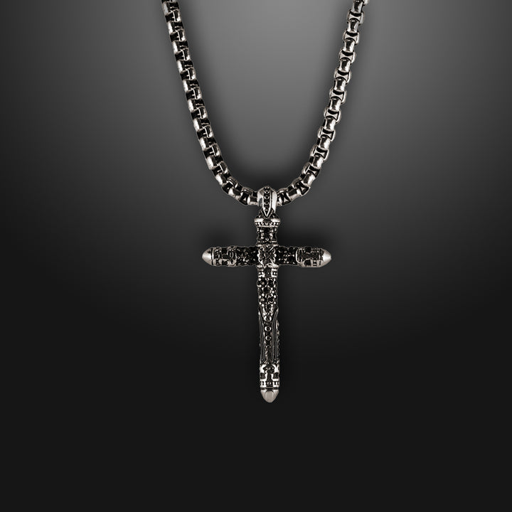 Sculpted Cross Amulet Necklace