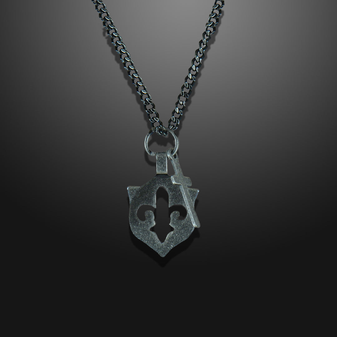 Fleur De Lis and Cross Amulet Necklace