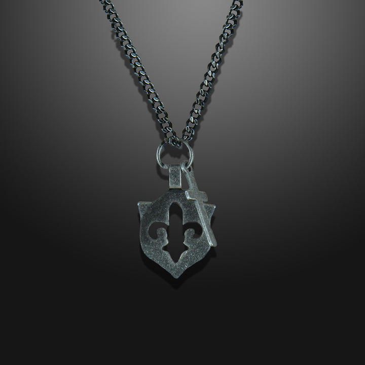 Fleur De Lis and Cross Amulet Necklace