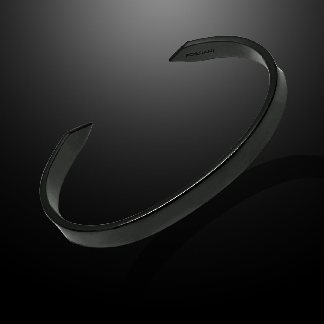 Minimal Men's Flat Cuff Bracelet Black