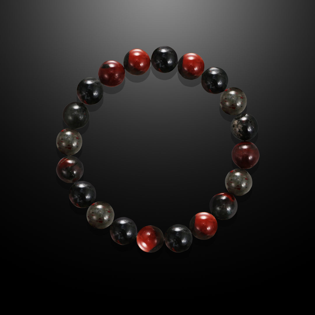 Bloodstone Beaded Bracelet for Men, 10mm