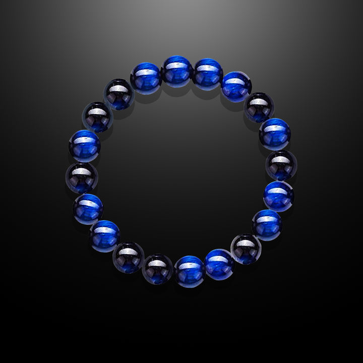 Blue Tiger's Eye Beaded Bracelet for Men, 10mm