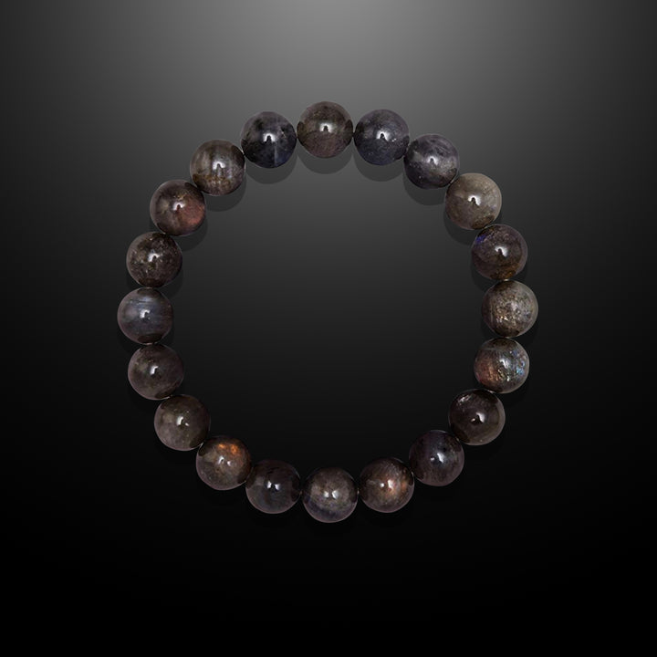 Gray Agate Beaded Bracelet for Men, 10mm