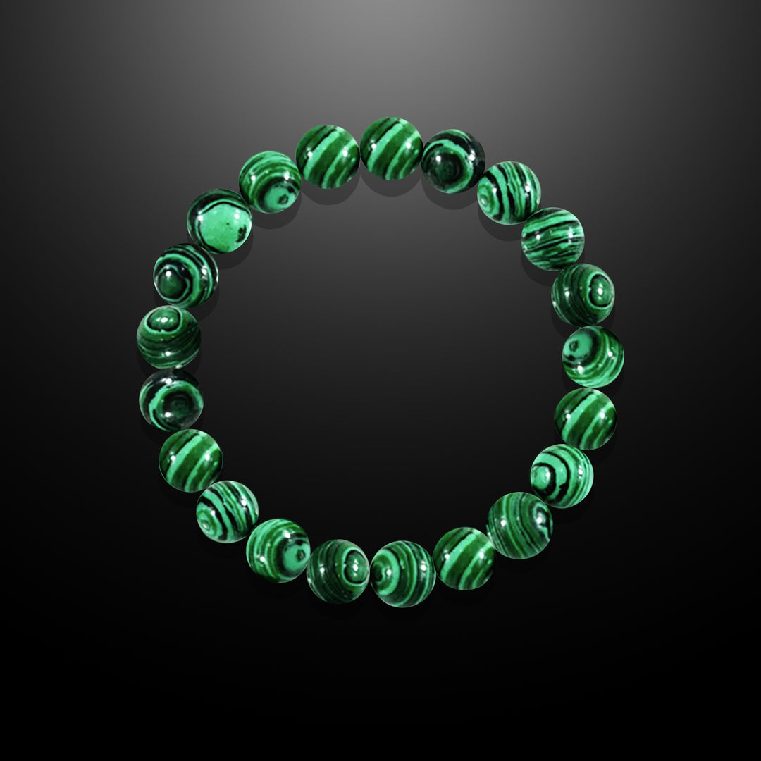 Malachite Beaded Bracelet for Men, 10mm