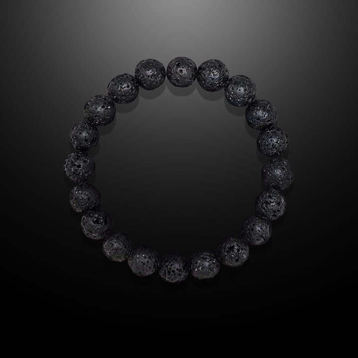 Lava Stone Beaded Bracelet for Men, 10mm