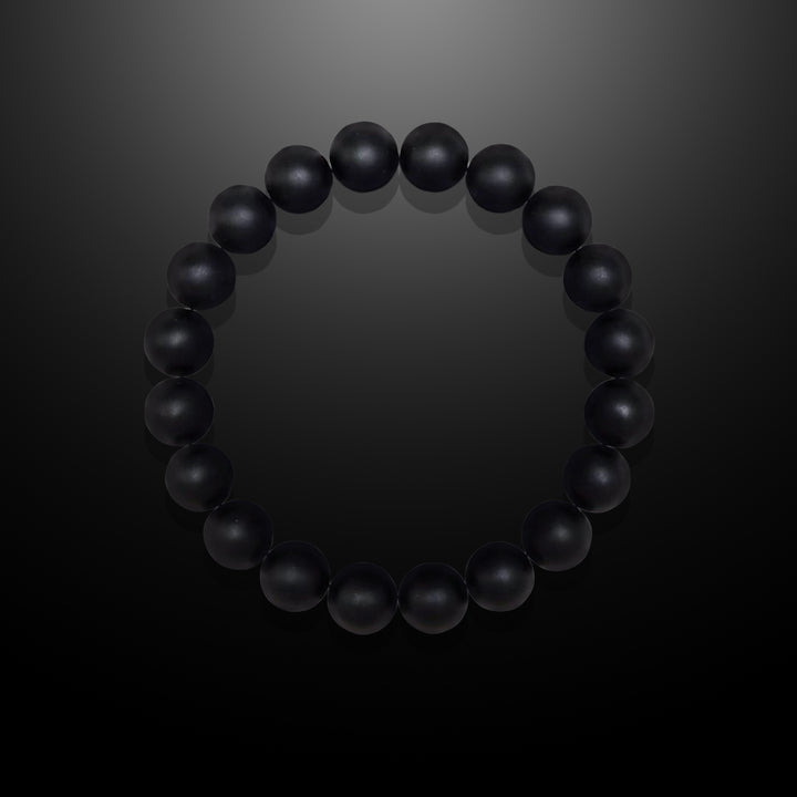 Black Agate Beaded Bracelet for Men, 10mm