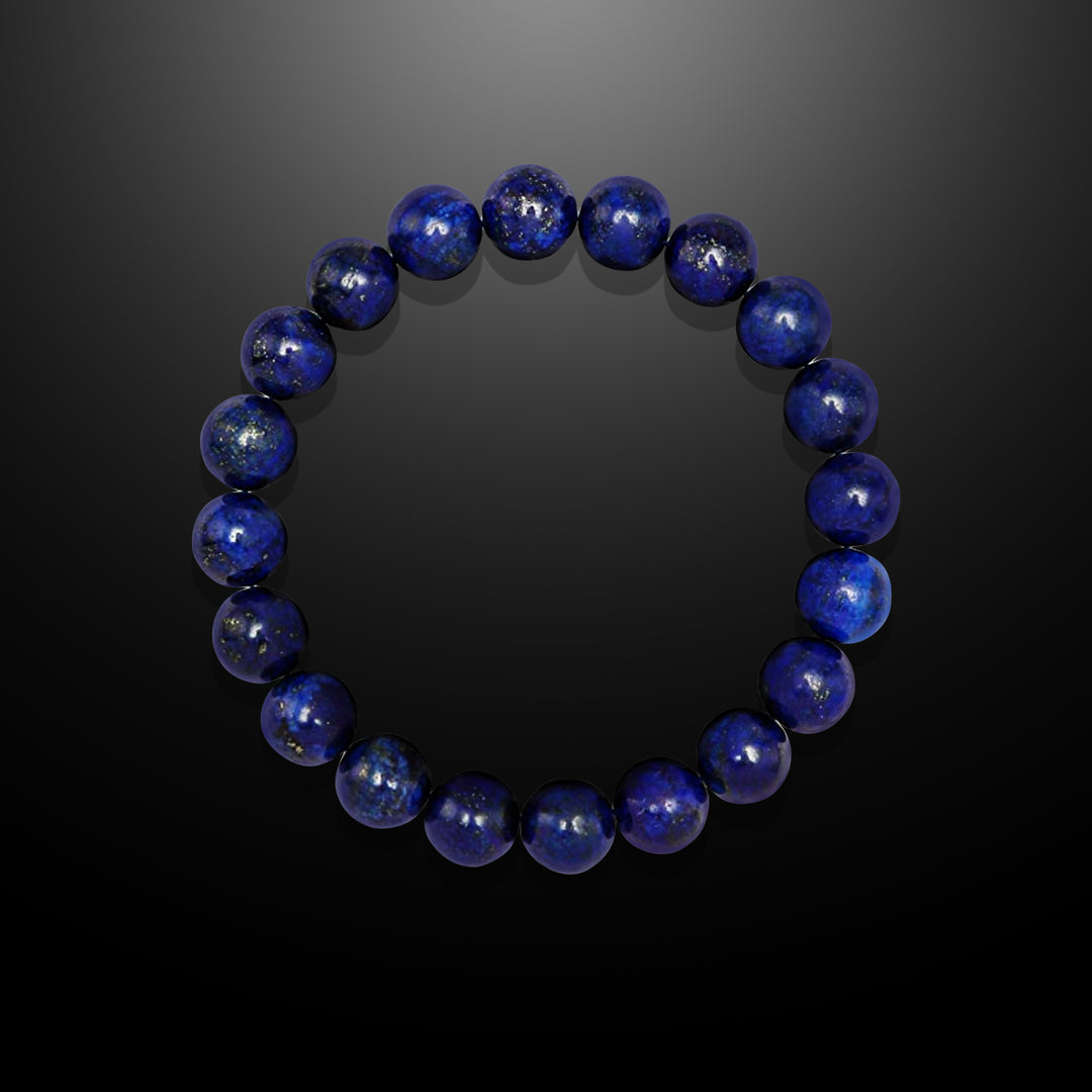 Lapis Beaded Bracelet for Men, 10mm