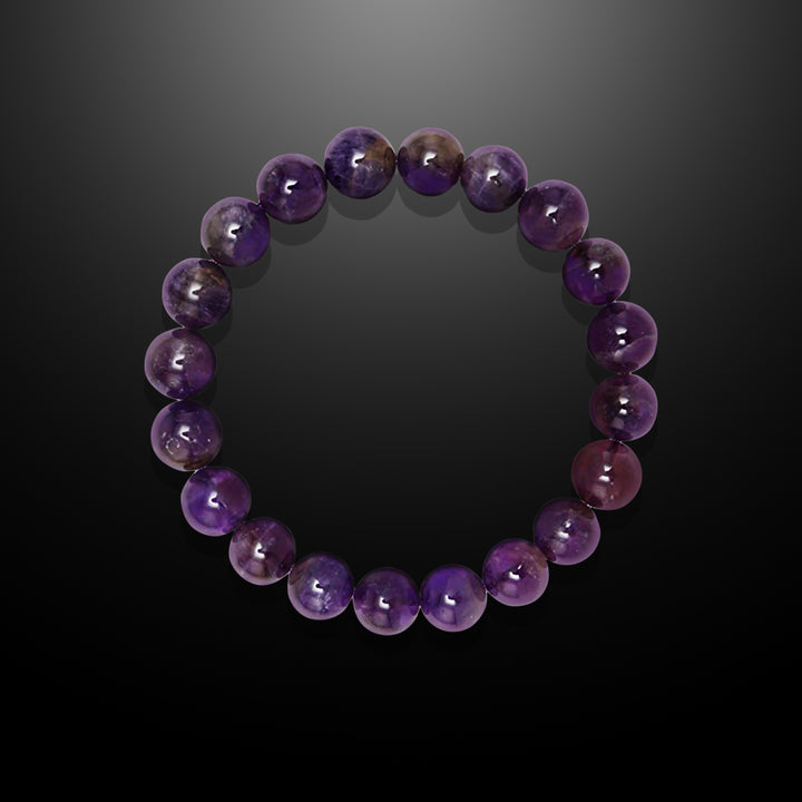 Amethyst Beaded Bracelet for Men, 10mm