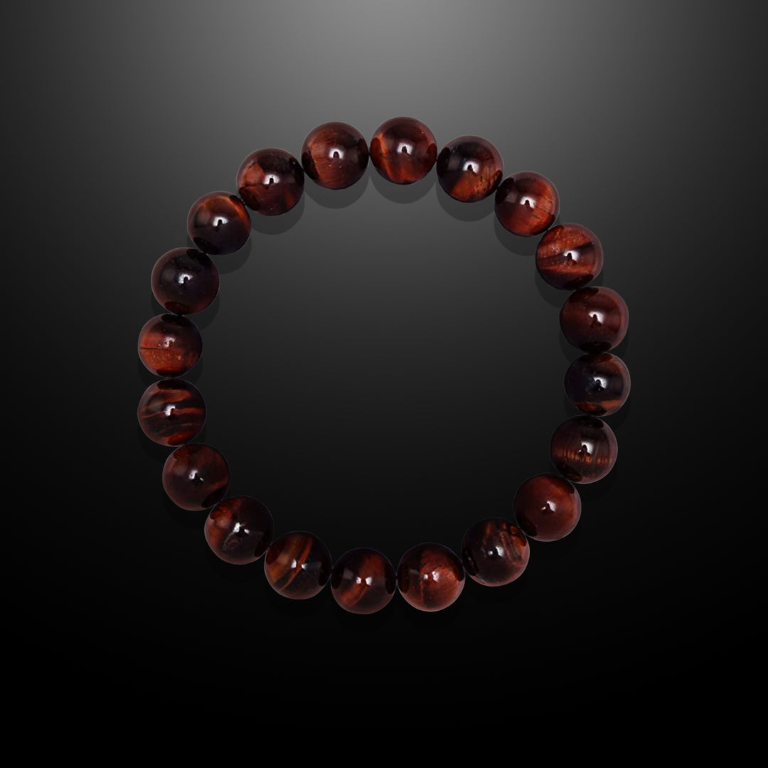 Red Tiger's Eye Beaded Bracelet for Men, 10mm