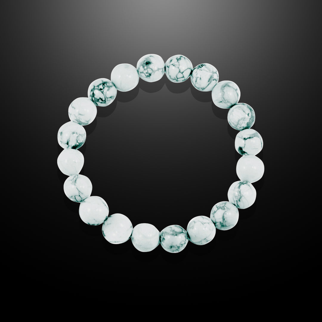 Howlite Beaded Bracelet for Men, 10mm