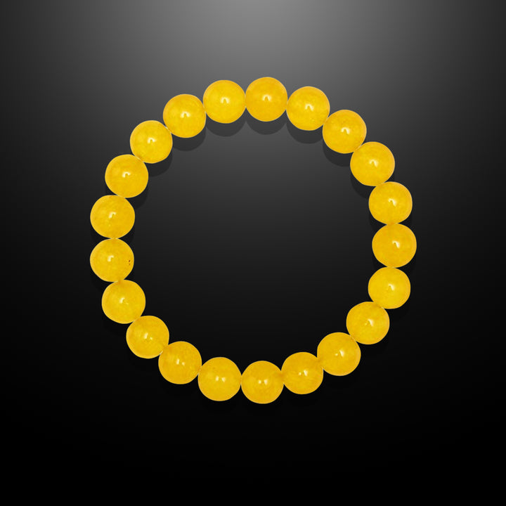 Yellow Jade Beaded Bracelet for Men, 10mm