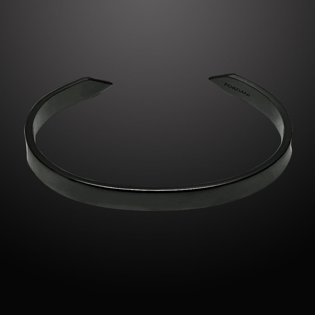 Minimal Men's Flat Cuff Bracelet Black