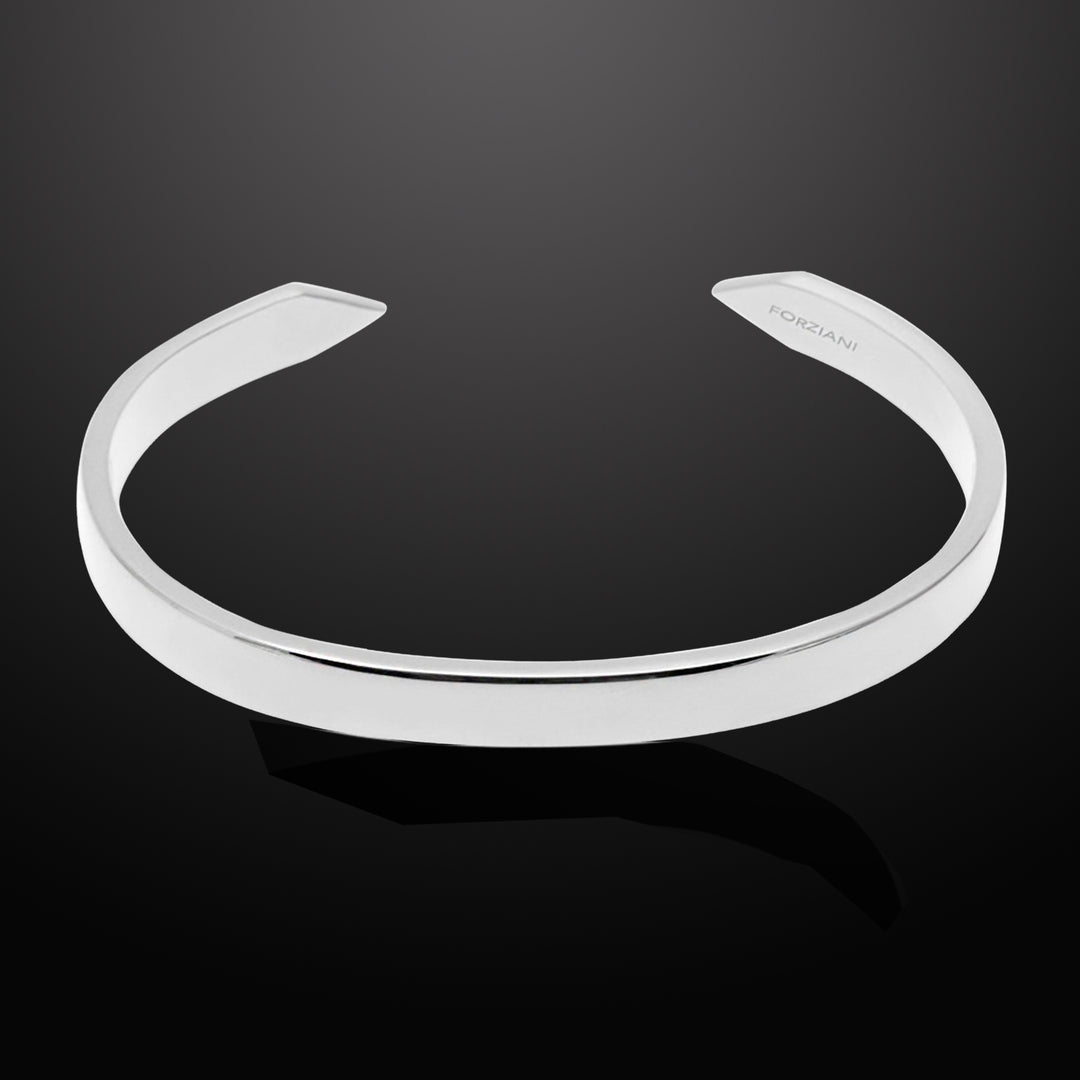 Minimal Men's Flat Cuff Bracelet Silver