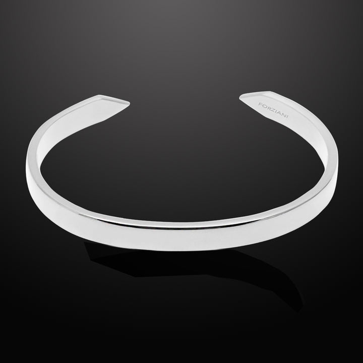 Minimal Men's Flat Cuff Bracelet Silver