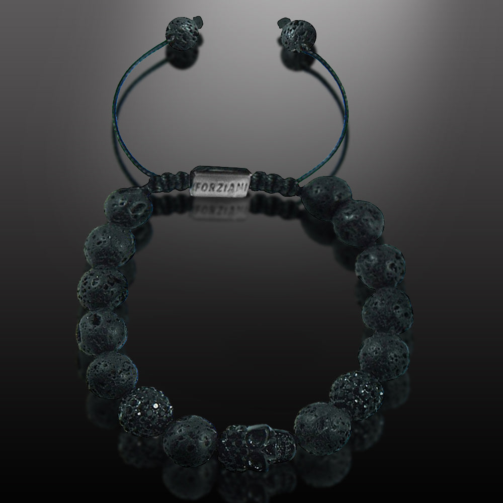 skull and black lava beads bracelet