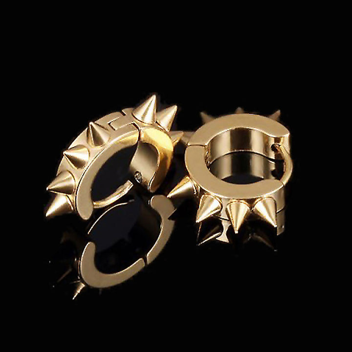 Impale Spikes Hoop Earrings Gold - Pair