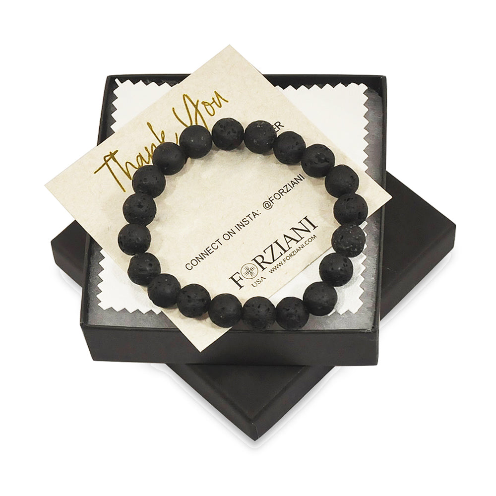 Lava Stone Beaded Bracelet for Men, 10mm