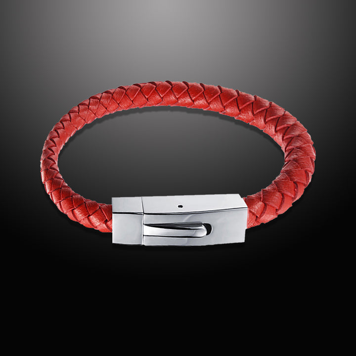 Leo Red Braided Leather Bracelet