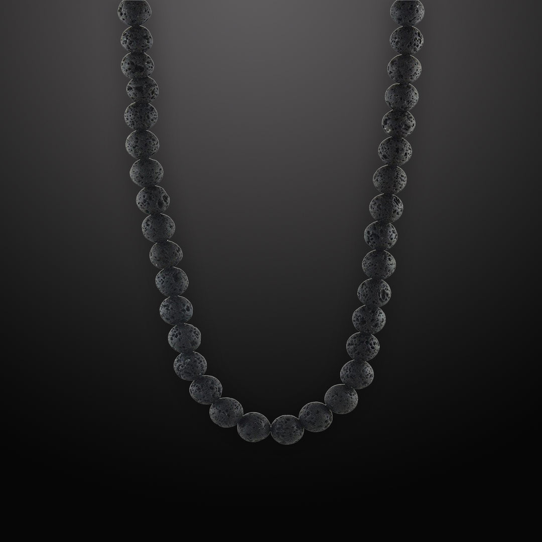 Summit Men’s Beaded Necklace Lava Stone