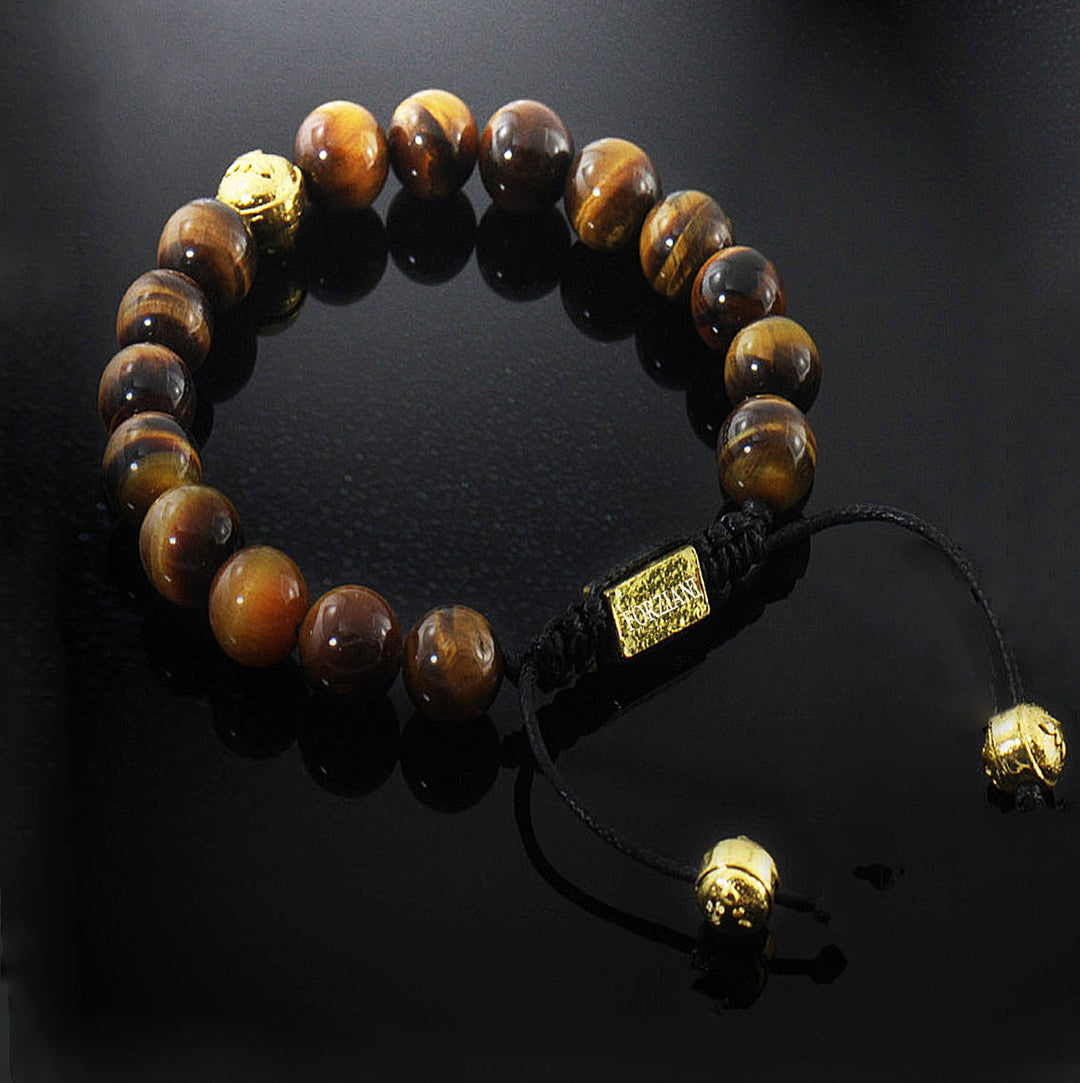 Resolve Tiger Eye Beads Bracelet Gold, 10mm