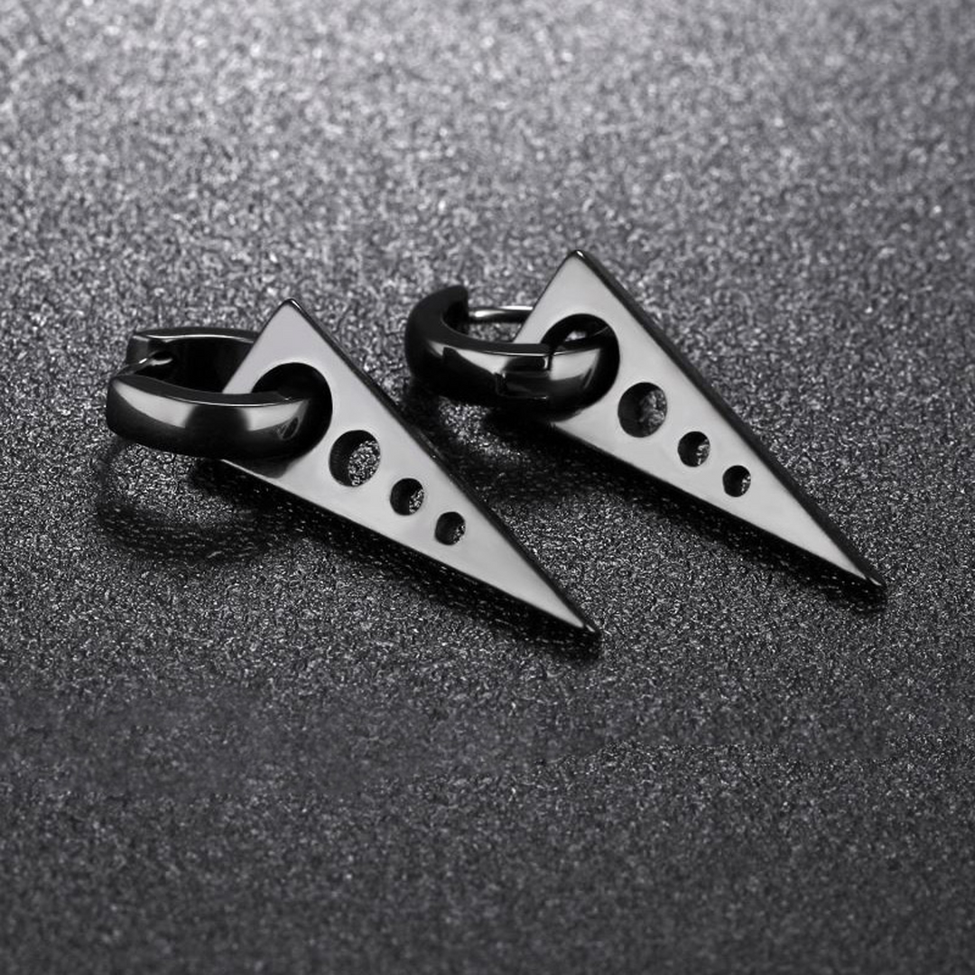 Volt Hoop Dangle Earrings Black - Pair