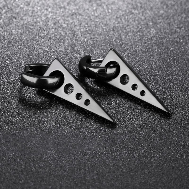 Volt Hoop Dangle Earrings Black - Pair