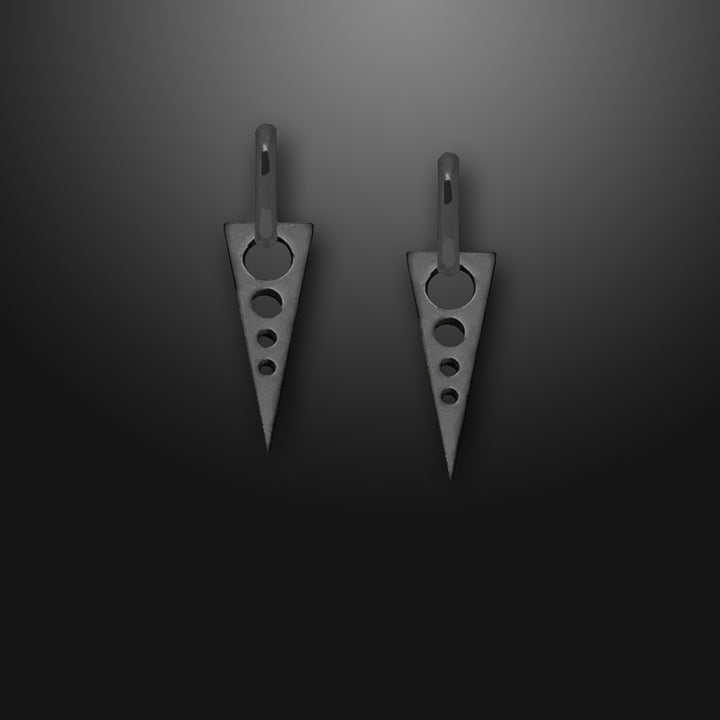 Volt Hoop Dangle Earrings Black - Pair