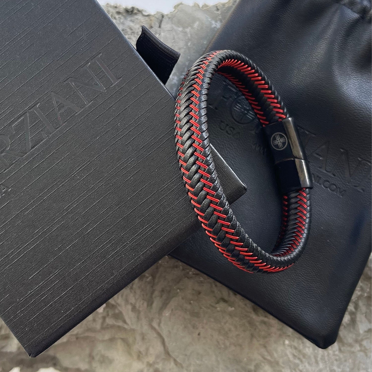 Astro Red Woven Leather Bracelet – Forziani