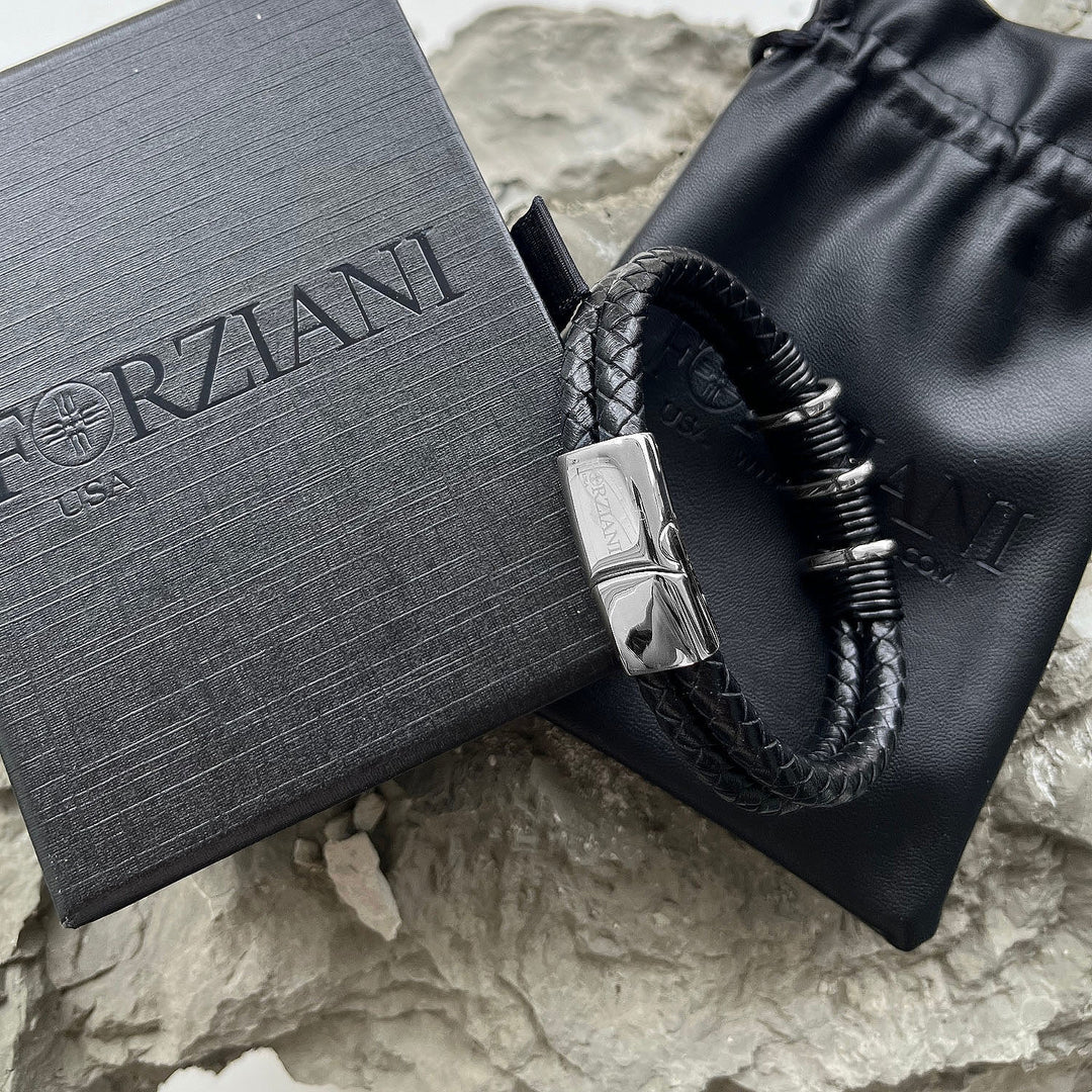 Black Braided Nappa Leather Bracelet