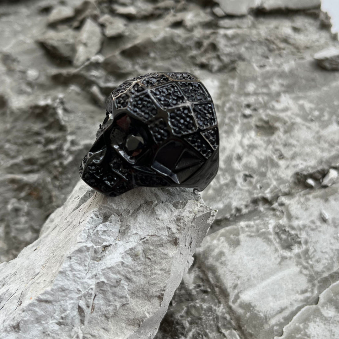 Empire Skull Ring With Black Pavé CZ Diamonds